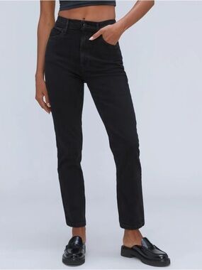 Everlane The Original Cheeky Jean Straight Leg High Rise Black Size 25 NWT New